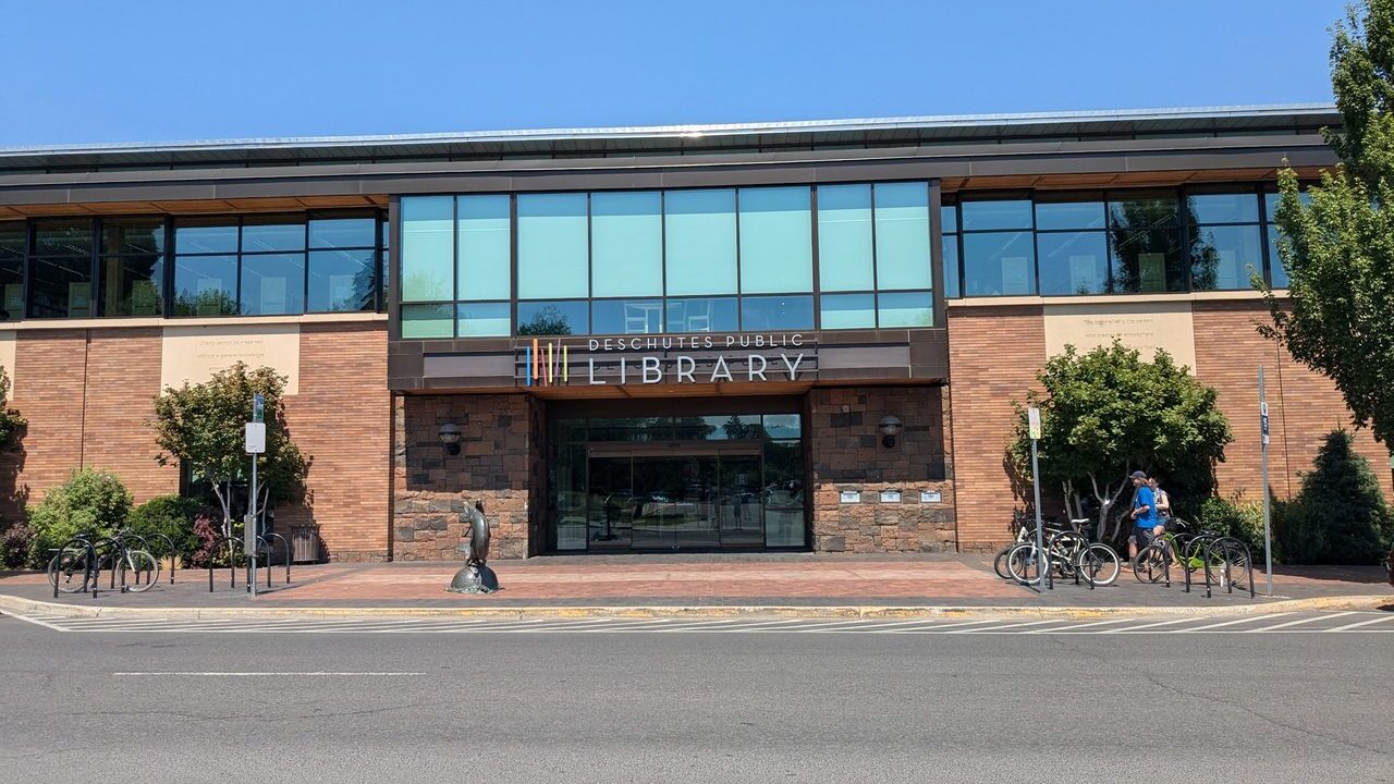 Deschutes Public Library building in downtown Bend Oregon