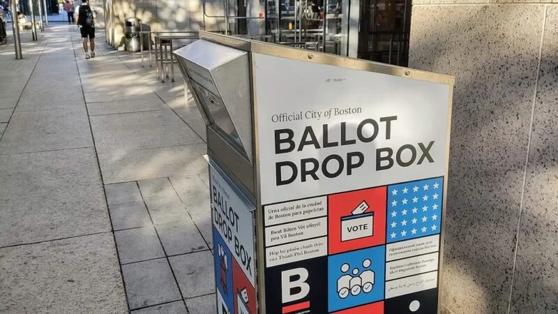 Official ballot drop box for voters casting early ballots in an election