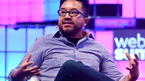Garry Tan speaking on stage at Web Summit 2018