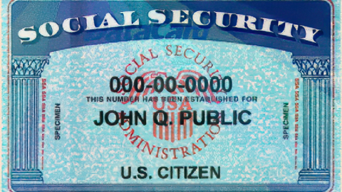 A specimen U.S. Social Security card