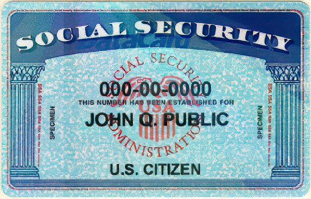 A specimen U.S. Social Security card